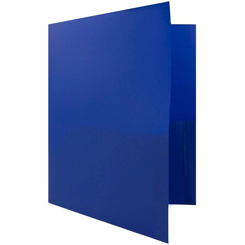 JAM Paper مجلدات جام بيبر البلاستيكية ذات جيبين - مجلدات مدرسية متينة - زرقاء - 6/عبوة - Image 4